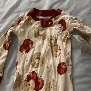 Burt's Bees Baby Cream and Red Apple Print Onesie